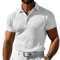 Men's solid colour button waffle T-shirt in slim fit, polyester leisure top, sizes S-XXXL, six colours