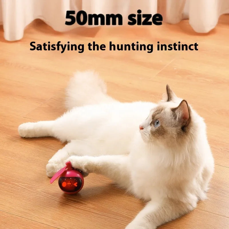 Cat toy pet elastic self-hi relief toy in green and rose red with plastic construction