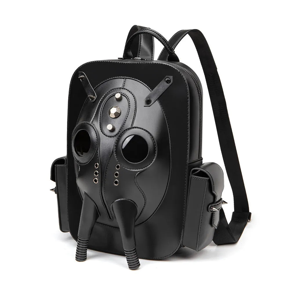 Halloween skull motif studded men's backpack in black colour variations