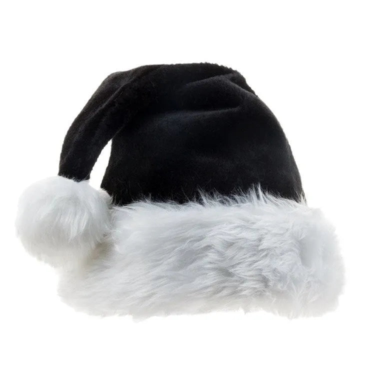 European classical plush Christmas hat in red and black colour combination