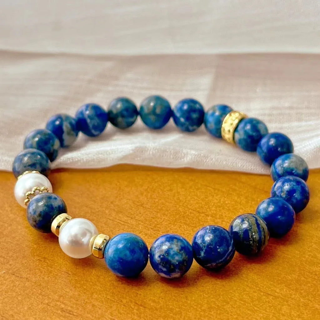 Green gold stone lapis lazuli retro bracelet in New Chinese style.