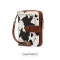 Leopard print PU leather wallet with zip closure and contrast stitching