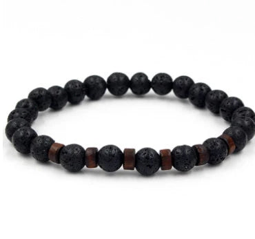 Premium men's black volcanic stone bracelet with unique, durable design and adjustable fit