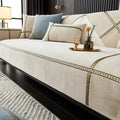 Universal modern simple non-slip sofa cushion cover in solid chenille fabric, beige colour, 70x70cm size