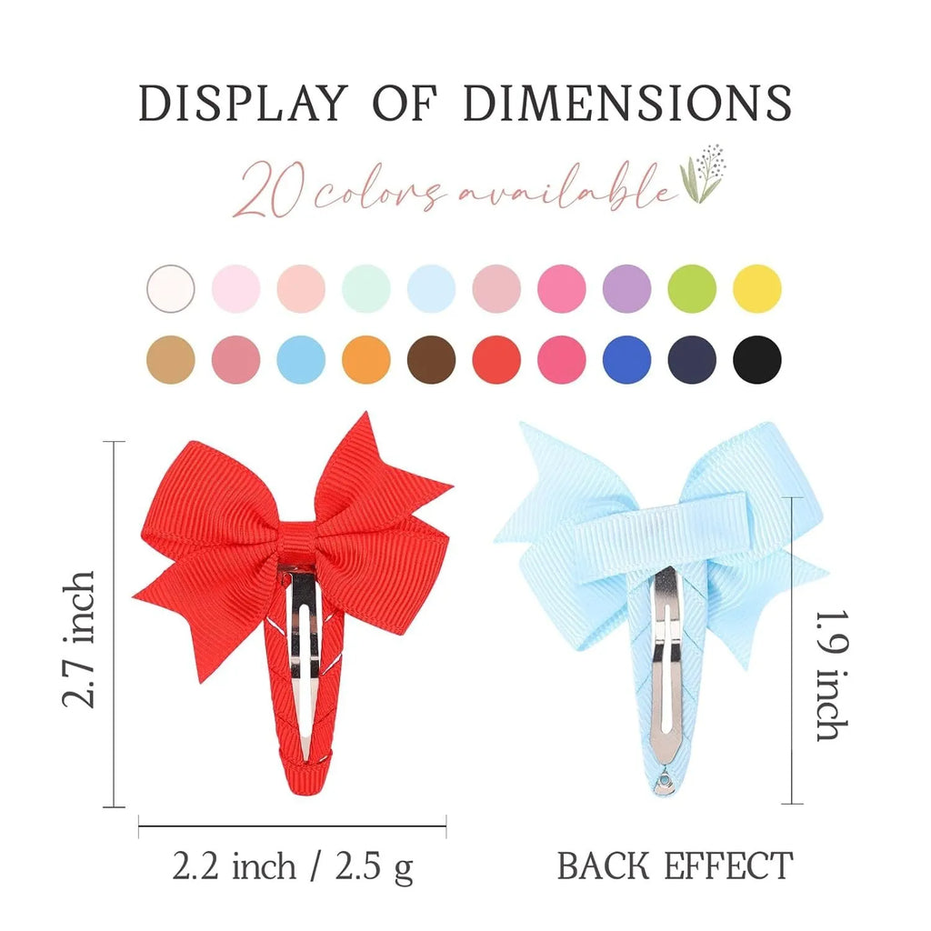 40 piece set of colourful grosgrain ribbon baby hair bow clips with wrapped snap clips
