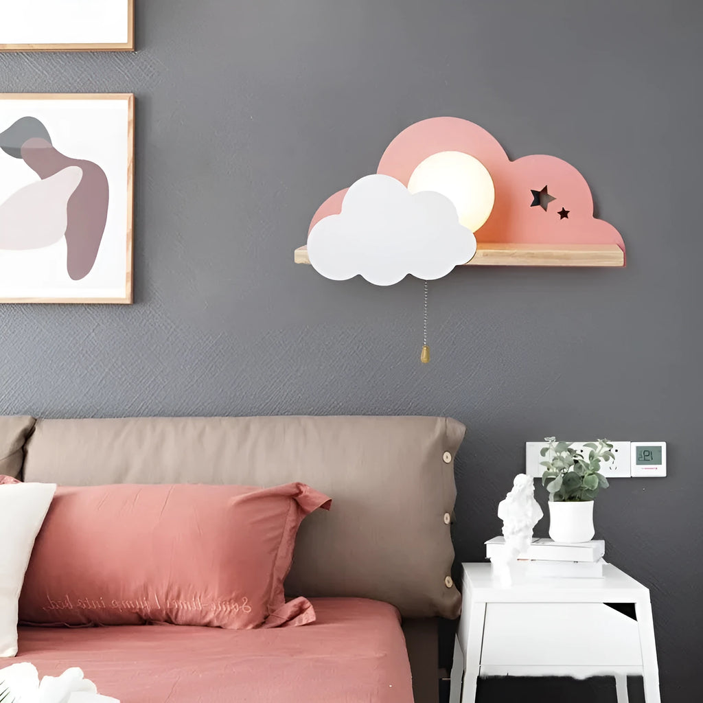 Glass cloud wall lamp with E27 bulb holder in grey, pink or white finish