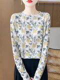 Women's round neck Tencel cotton pullover with floral printed design in various colour options