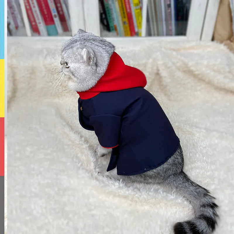 Tiger stripe pattern pet hoodie photo prop for cats and dogs on mannequin