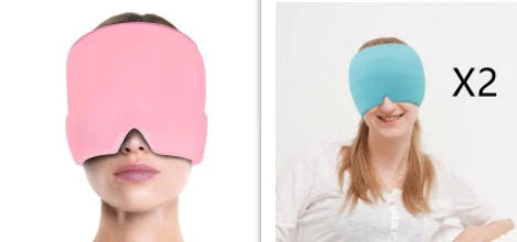 Soothing ice gel eye mask for headache relief, featuring a cooling gel pack and premium elastic cloth for a comfortable fit