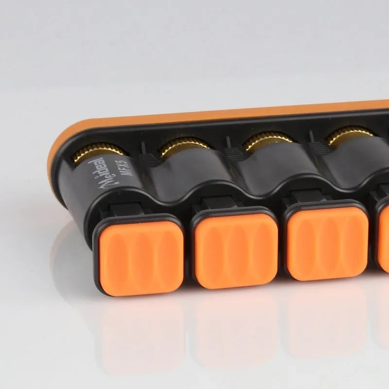 Grey and orange non-slip silicone finger trainer for hand exercise.