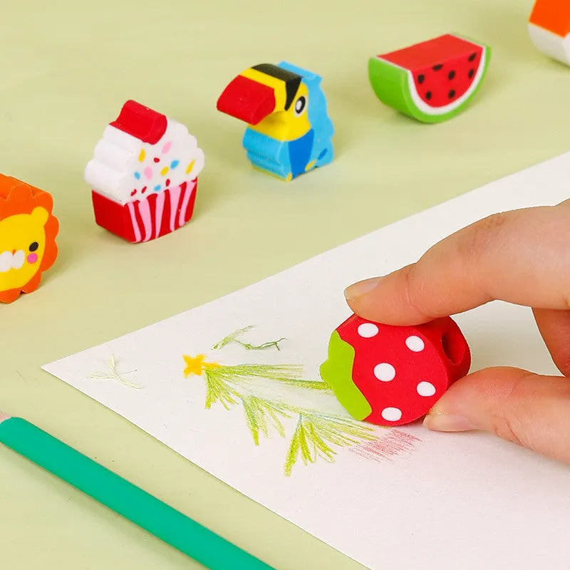 Wooden colour pencil set with 24 different colours in cartoon style packaging