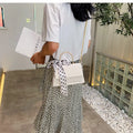 Small trendy fashion messenger bag chain shoulder texture handbag for women in beige