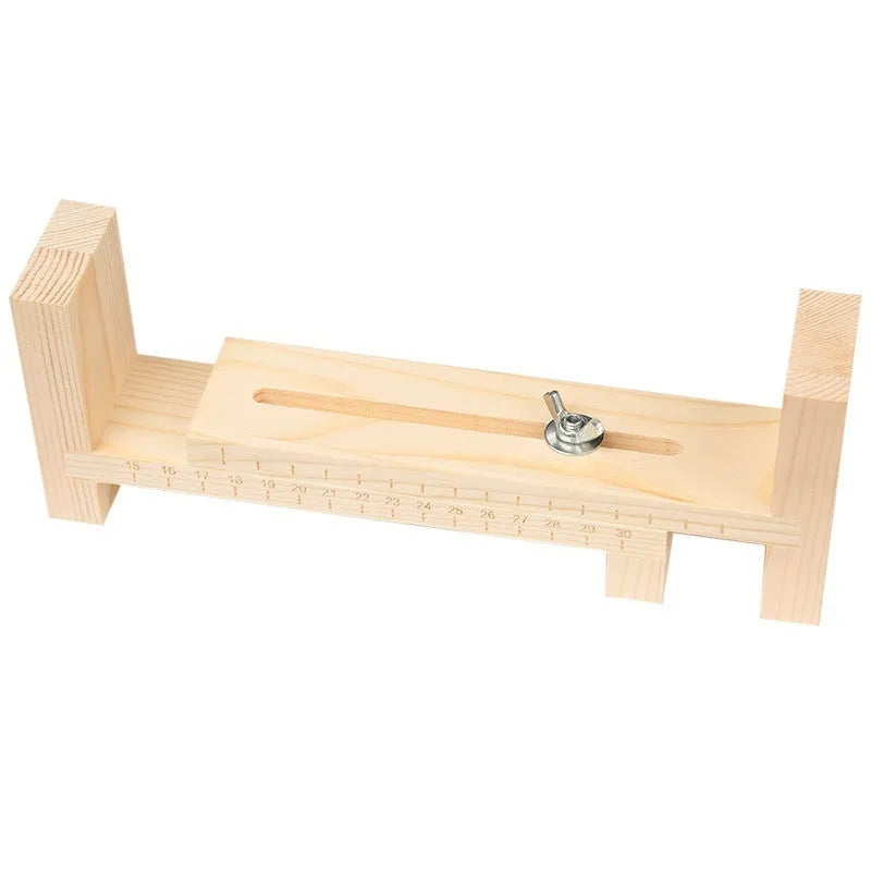 Solid wood handmade weaving machine rack with totem pattern, shown with weaving clips.