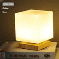 Nordic solid wood USB table lamp with flower shape and touch dimming in white finish