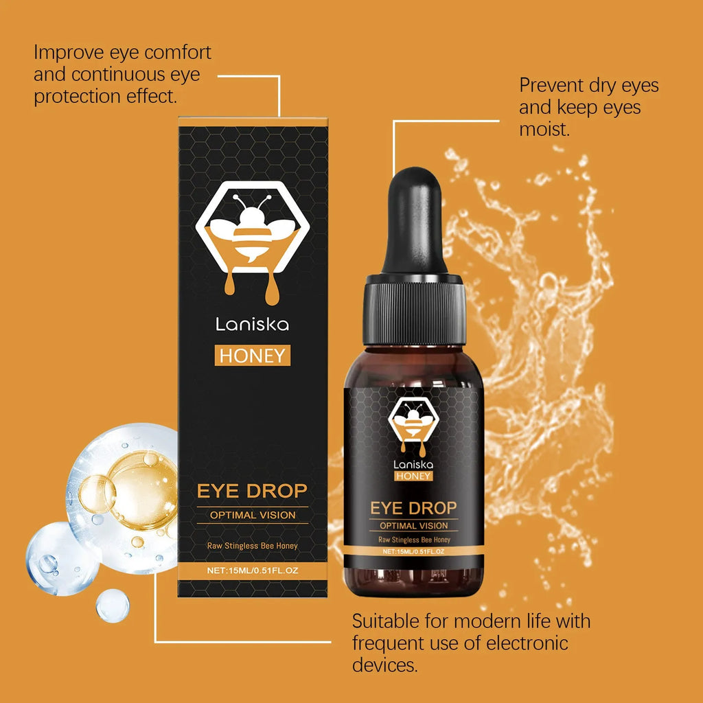 15ml bottle of honey-based artificial tear eye drops for dry tired eyes
