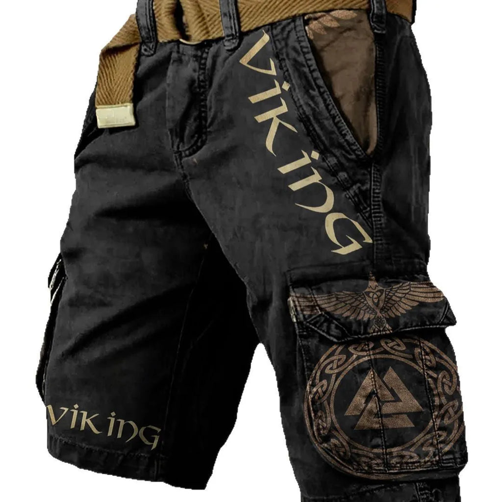Men's digital print shorts with zip fastening in polyester fabric