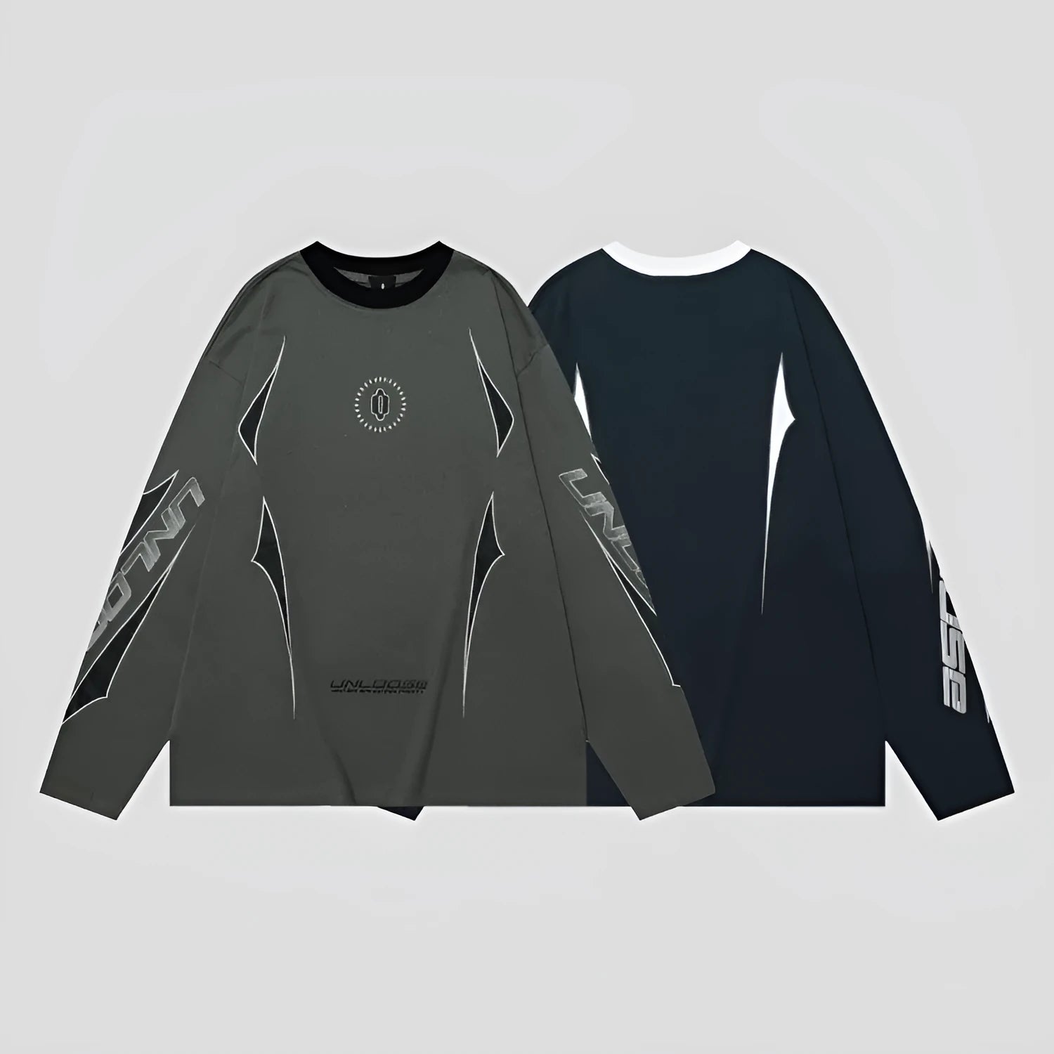 Men's grey cotton hoodie with drop shoulder sleeves and loose fit showing letter pattern detail