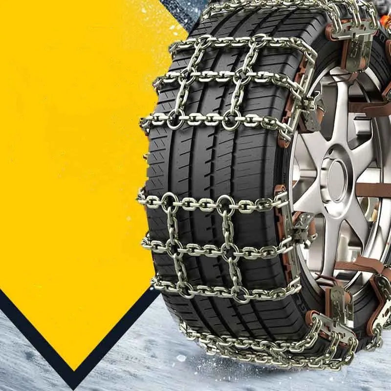 Steel car tyre anti-skid chain strips for snow emergency use, fitting sedan and SUV tyres 165-265mm width