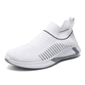 Men's mesh sock slip-on sneakers with striped design and flyknit upper in black colour