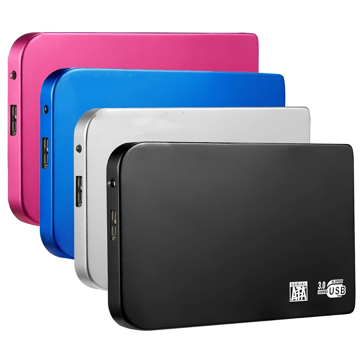 Metal external portable hard drive, 120mm x 80mm x 15mm, with data cable and packing box