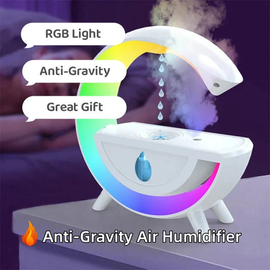 Levitating air humidifier with RGB night light, creating a mesmerizing display of floating water droplets