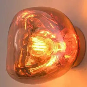 Retro corridor ambient light in gold finish with Alec shell, 15cm diameter, warm light effect