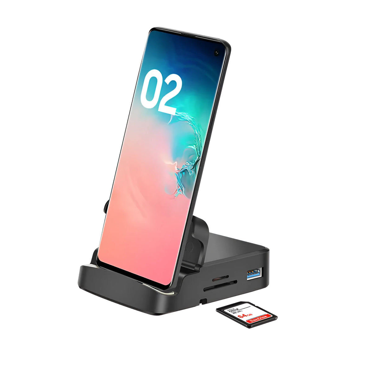 Black Type-C bracket docking station with HDMI, USB 3.0 and two USB 2.0 ports, ABS and aluminium alloy