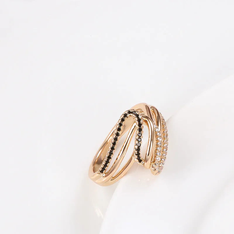 Women's copper fashion ring with micro-inlaid zircon stones in electroplated WK2230 colour