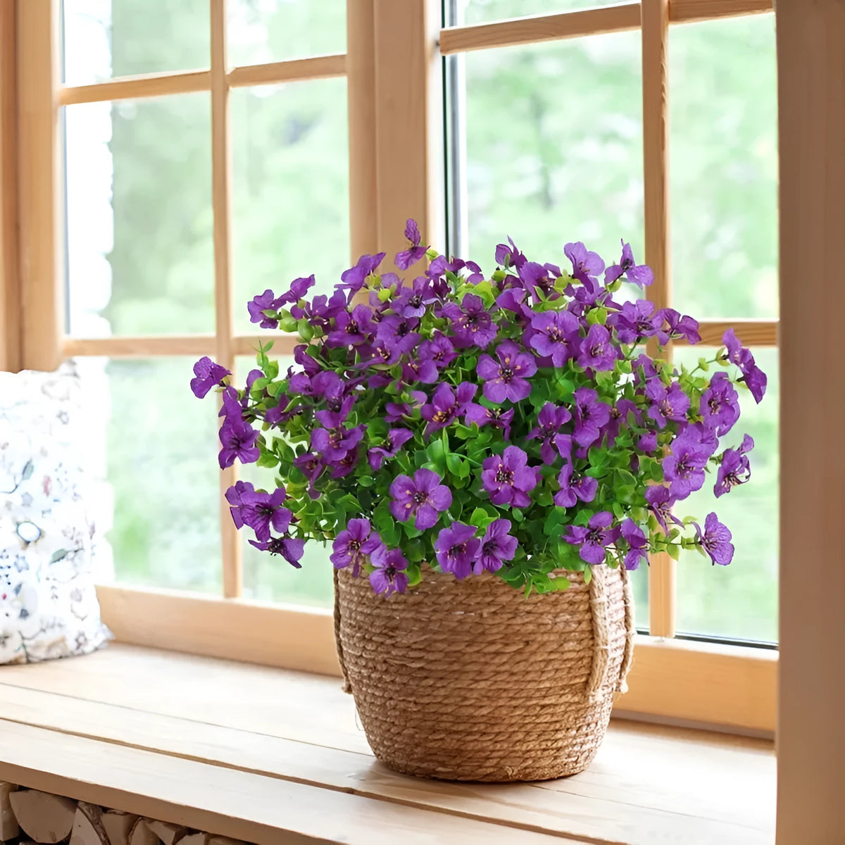 Artificial eucalyptus flower stem in purple, plastic, one piece for wedding and home decoration