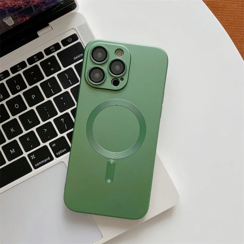 Aluminium alloy frame magnetic phone case for iPhone with PC back panel in multiple colour options