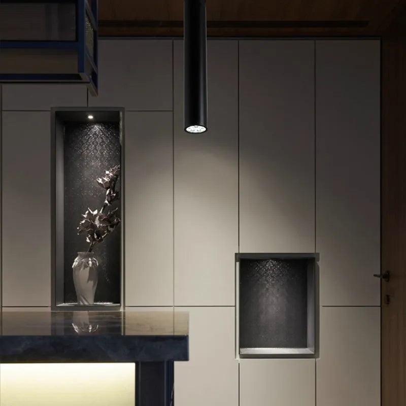 Black round surface mounted LED ceiling downlight spotlight with modern design