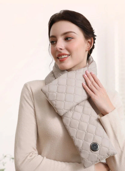 Premium electric heating scarf made of soft, luxurious velvet fabric with adjustable temperature control for cozy warmth