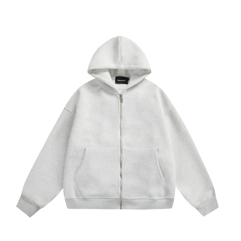 Solid colour cotton cardigan coat with back bag detail in loose fit