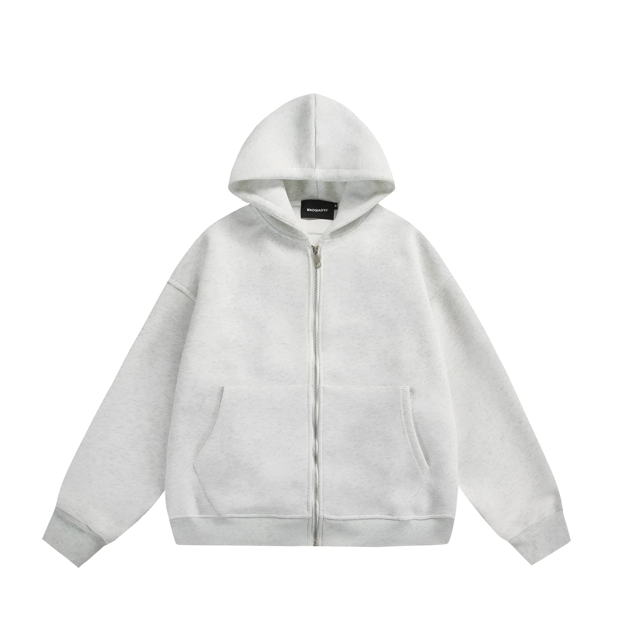 Solid colour cotton cardigan coat with back bag detail in loose fit