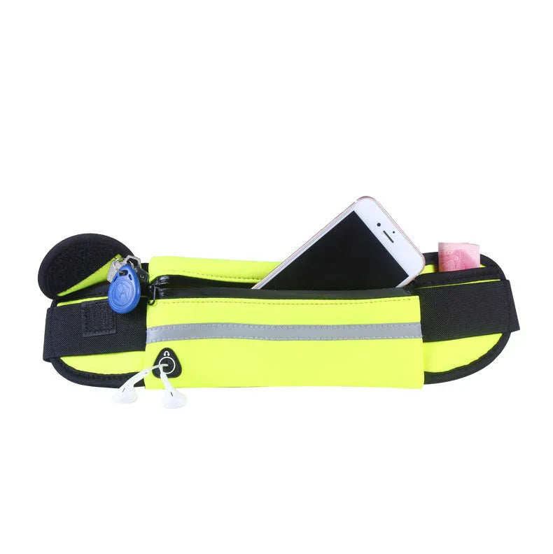 Nylon fitness waist bag in solid colour with zippered pocket and soft handle, 20x10cm size