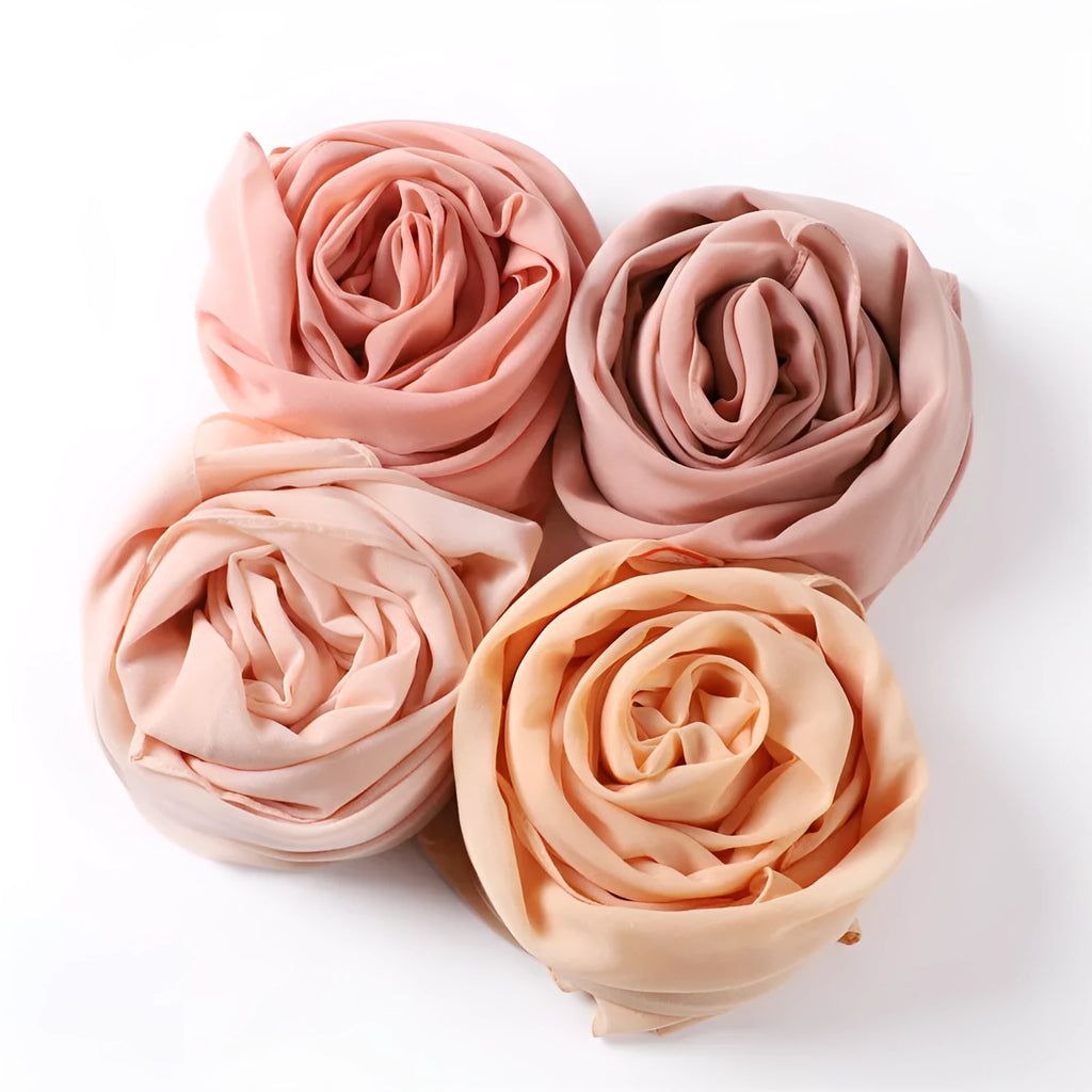 Women's solid colour pearl chiffon scarf, 180x70cm polyester wrap for daily, work and gatherings