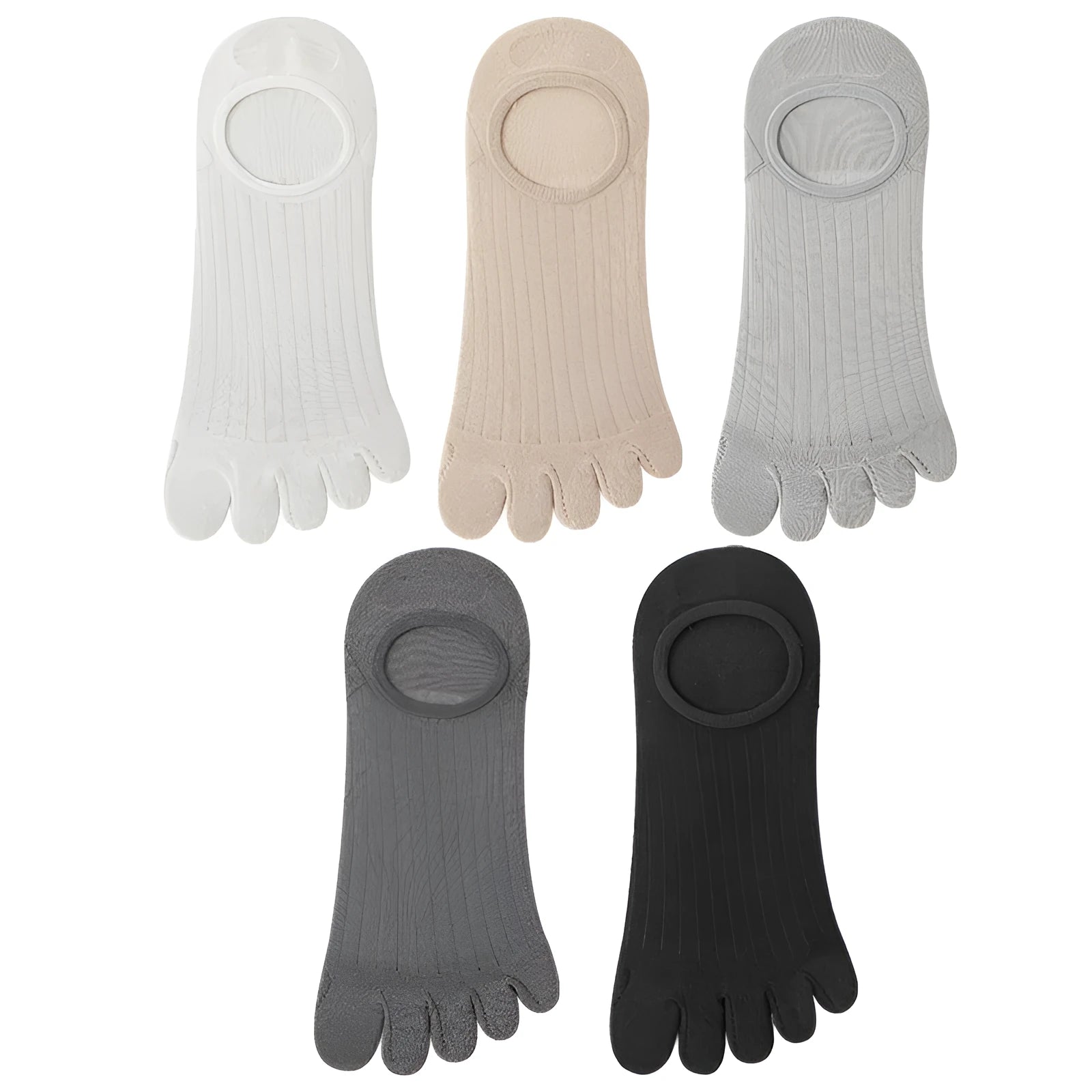 Men's five-finger invisible socks in modal fabric, shown in khaki colour