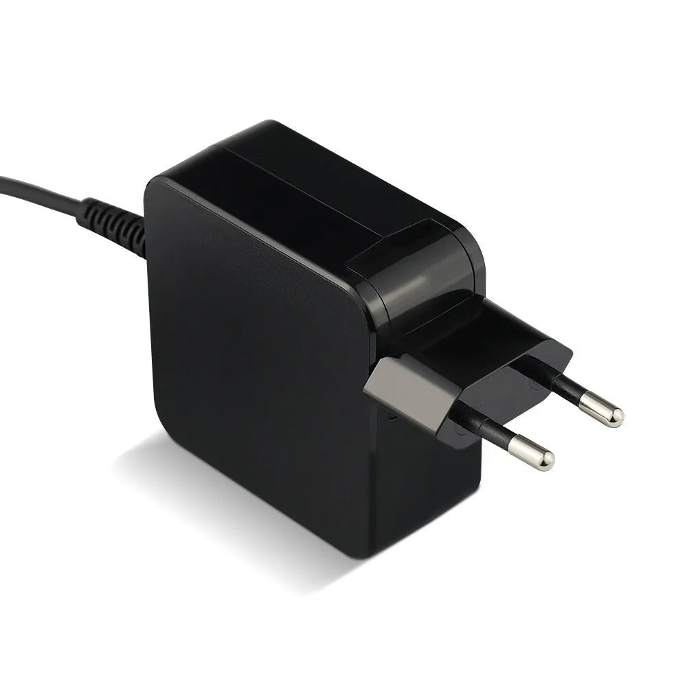 Black 45W laptop adapter with American plug and charging cable