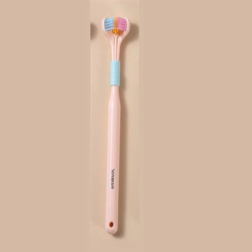 3-in-1 Soft Bristle Toothbrush with Tri-Sided Brush Head and Temperature-Responsive Bristles