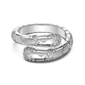 S925 sterling silver ring with star and moon design, full zirconium inlay, white gold colour, adjustable open band