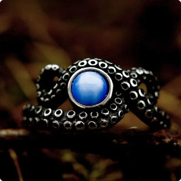 Men's retro titanium steel gemstone ring, thin band, colour BR8 947, sizes 7 to 13