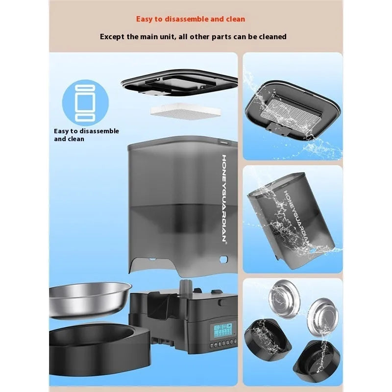 Standard colour smart automatic pet feeder for cats with 5L double bowl and USB power