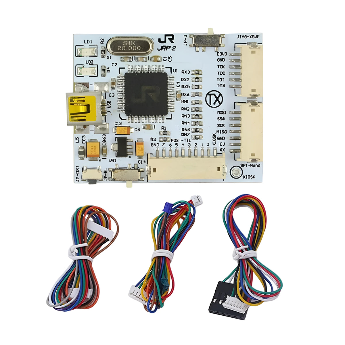 TX J-R Programmer V2 light blue programming tool with cables for QSB V3, XILINX CR JTAG, and Sonus 360