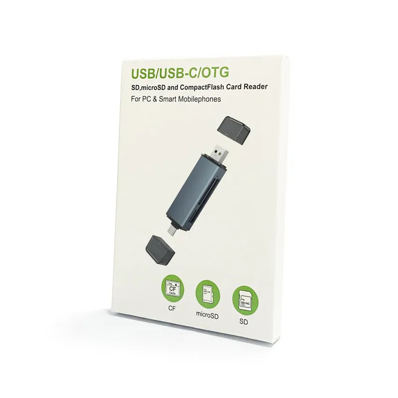 Aluminium alloy CF SD TF three-in-one USB card reader with compact dimensions