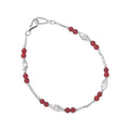 925 sterling silver bracelet with red agate carved round beads, geometric women's ins style, colour B6985 or B3050