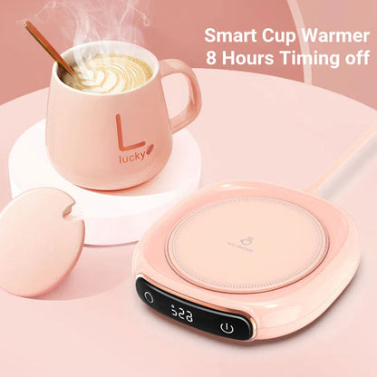 Sleek coffee warmer pad with consistent heating to keep drinks hot and flavorful