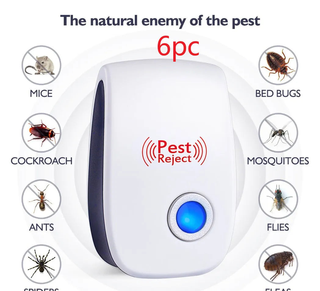 White plug-in ultrasonic pest repeller for indoor use, AC90-220V, square shape, for mosquitoes and mice