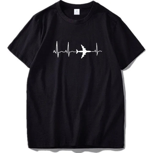 Mens slim fit black short sleeve T-shirt with cartoon print round neck collar close-up
