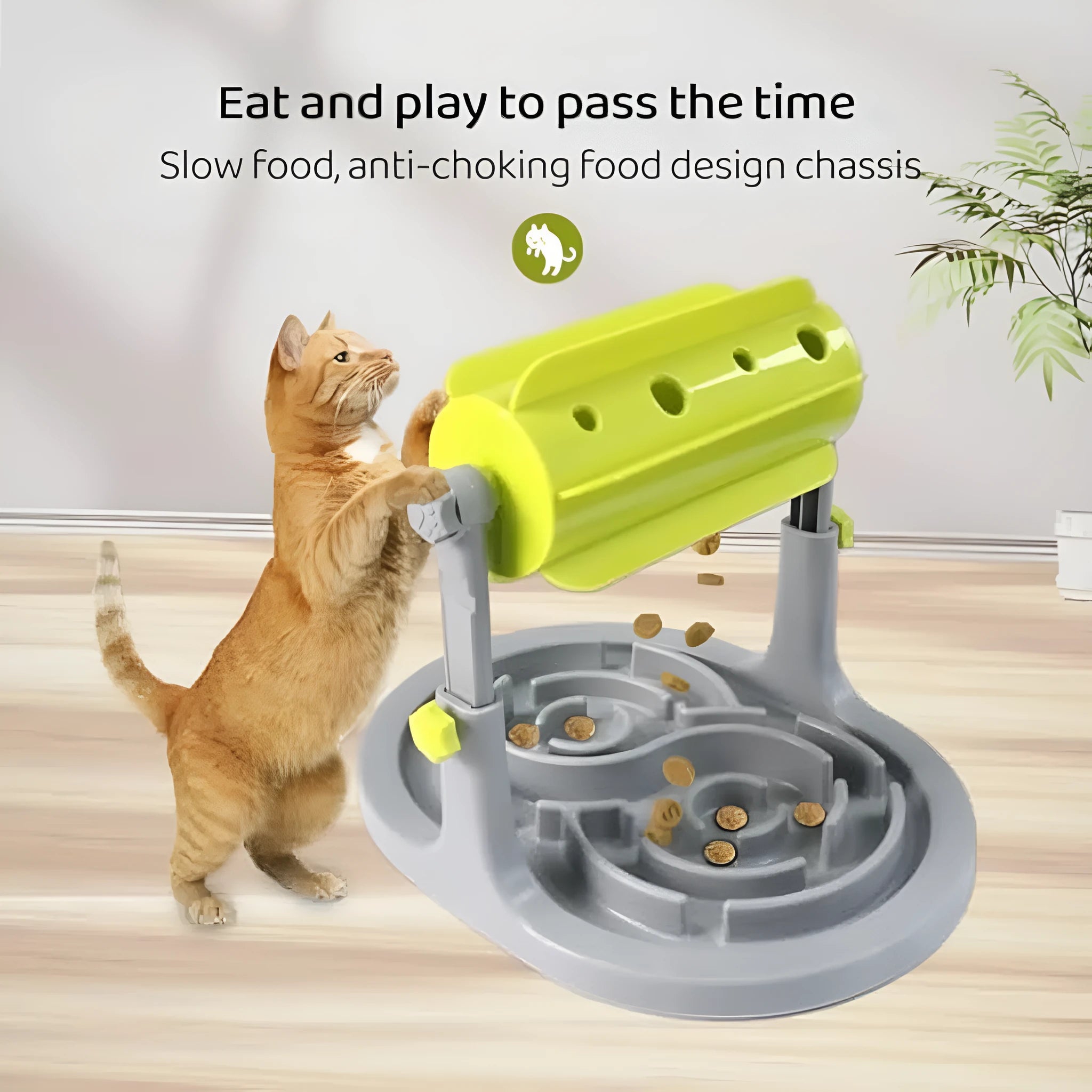 Interactive pet puzzle slow feeder bowl with adjustable height in blue, green, or pink