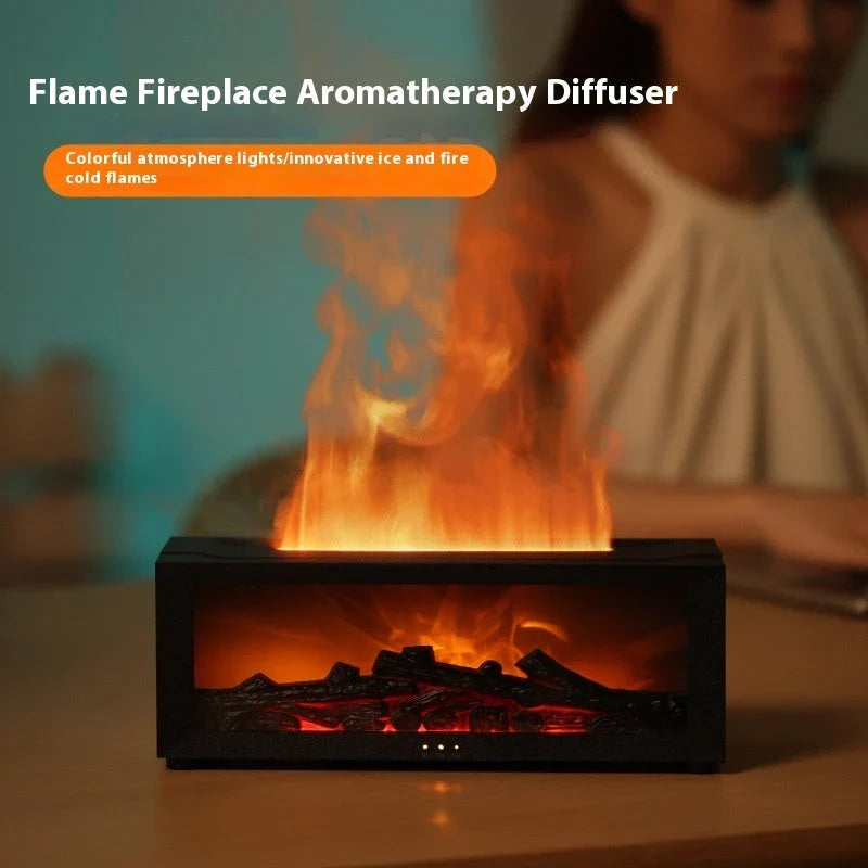 Relaxing 3D Flame Humidifier with Color Mood Lighting, Large Water Tank, and Customizable Mist Output